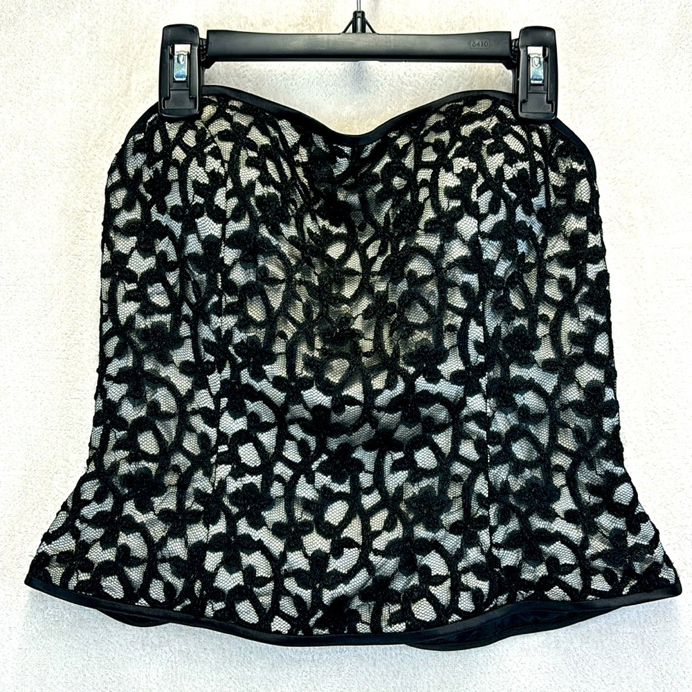 FLEUR DE LIS Vintage Side Zip Floral Lace Corset Size 10